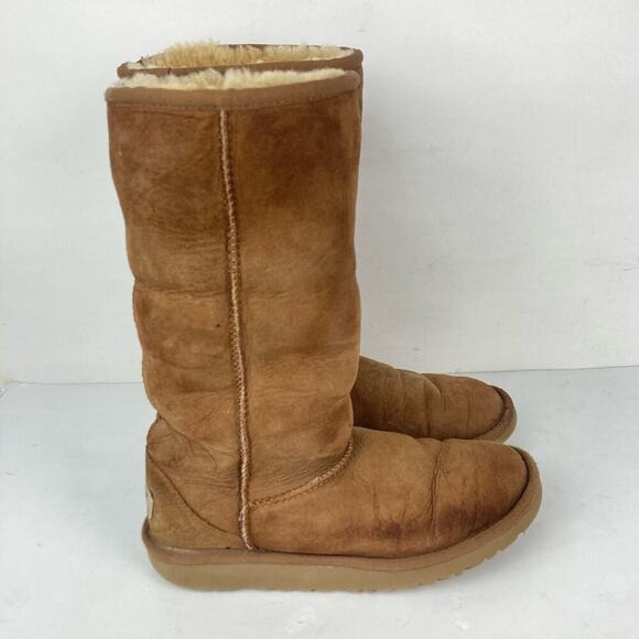 UGG Classic Chestnut Brown Boots Size 5 Genuine Leather/Sheepskin - Picture 6 of 14